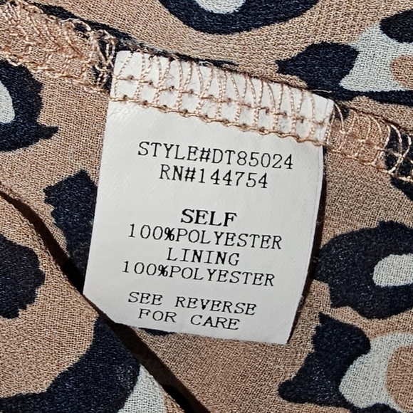 Davy n Dani Leopard Print Sleeveless Top Blouse Baby Doll Size Large - Picture 7 of 10